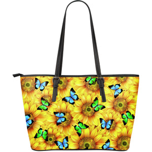Large Premium Sunflower Butterfly Tote Bag - Freedom Look
