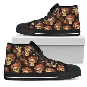 Gothic Skull & Roses Shoes - Women's High Top