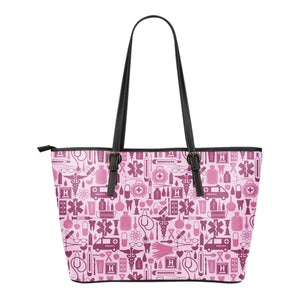 Nurse Pink Tools Medium-Large Leather Tote Bag Nurses Nursing