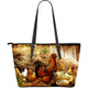 Cock and Hens Large Leather Tote Bag