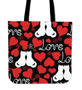 Red White Cat Cotton Tote Bag