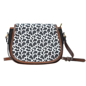 Cow Animal Print Canvas Saddle Bag Cross Body Zipper Bag Purse Gift