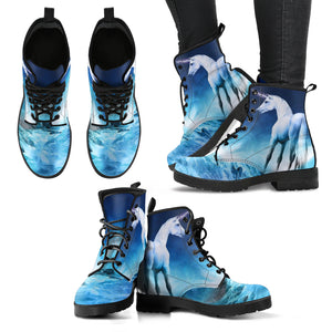 Unicorn Blue Women's Booties Vegan-Friendly Leather Woman Boots