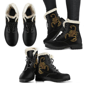 Scorpio Zodiac (Scorpion) Faux Fur Leather Boots