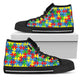 Autism Awareness Handcrafted Women's Black Sole High Top Shoes