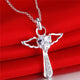 Jesus Cross Love Angel Heart Wing Silver Pendant Necklace - Freedom Look