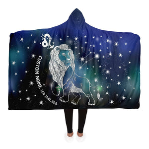 Personalized Leo Horoscope Zodiac Star Sign Hooded Blanket