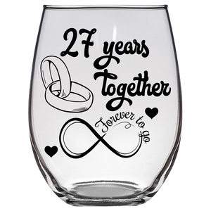 FTG - 27th Anniversary Stemless Wine Glass - Clear