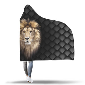 Lion Head Hooded Blanket With Bg