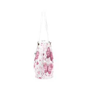 Pink Love Butterflies Leather Tote Bag - Freedom Look