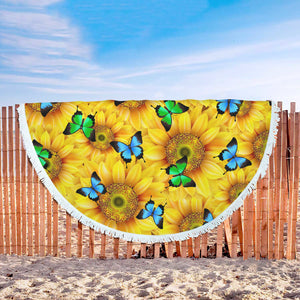 Sunflower Butterfly Beach Blanket