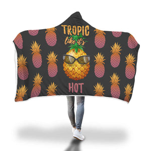 Tropic Like It's Hot Pineapple Hooded Blanket