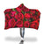 Red Roses Flowers Hooded Blanket