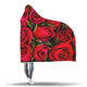 Red Roses Flowers Hooded Blanket