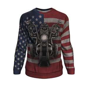 American Flag Biker All-Over Sweatshirt - Freedom Look