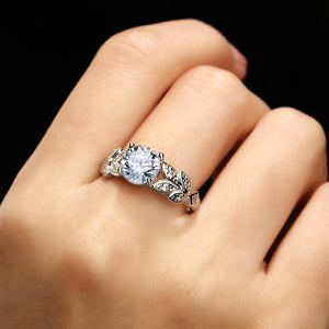 Silver Color Leaf Flower Rings