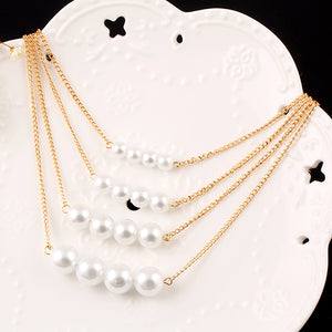 Trendy Multilayer Link Chain Pearl Necklace - Freedom Look