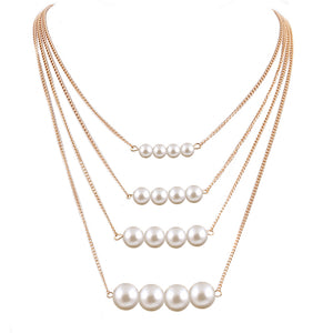 Trendy Multilayer Link Chain Pearl Necklace - Freedom Look