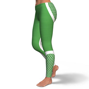 Hexagonal Printed Leggings - Green