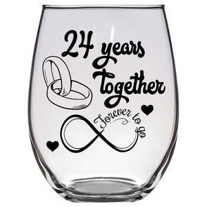 FTG - 24th Anniversary Stemless Wine Glass - Clear