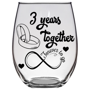 FTG 3 Years Together Stemless Wine Glass