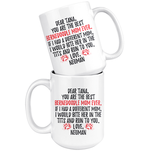 Personalized Bernedoodle Dog Neuman Mom Tana Coffee Mug (15 oz)
