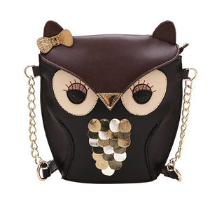Owl Leather Chain Shoulder Messenger Bag - Freedom Look
