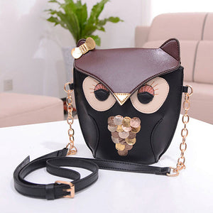 Owl Leather Chain Shoulder Messenger Bag - Freedom Look