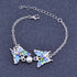 Silver & Multi Color Charm Pearl Butterfly Bracelet
