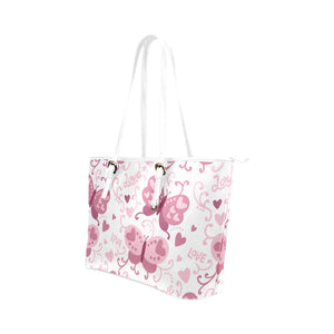 Pink Love Butterflies Leather Tote Bag - Freedom Look