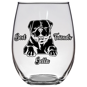 Bella - American Bulldog BFF Stemless Wine Glass