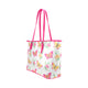 Pink Butterflies With Flowers Leather Tote Bag - Freedom Look