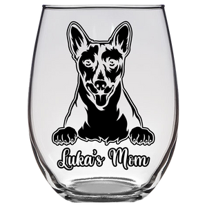 Luka's Mom Basenji Dog Stemless Wine Glass