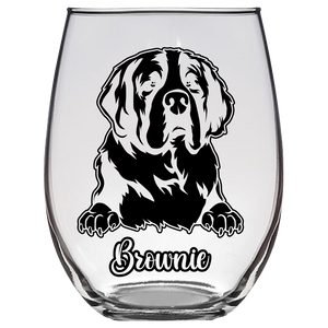 Brownie St Bernard Stemless Wine Glass