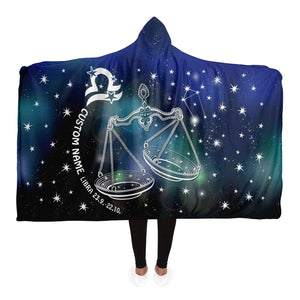 Personalized Libra Horoscope Zodiac Star Sign Hooded Blanket