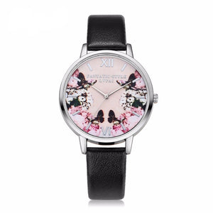 Modern Leather Flower & Butterfly Wrist Watch - Freedom Look