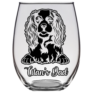 Titan's Dad - Cavalier Dog Dad Stemless Wine Glass