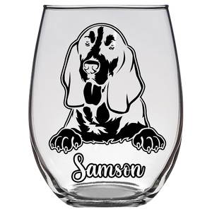 Samson Basset Hound Dog Dad Stemless Wine Glass