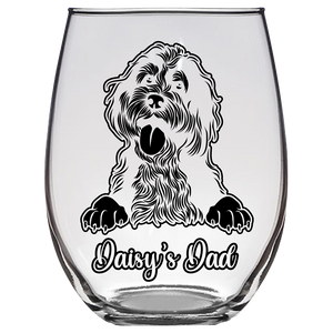 Daisy Dad Bernedoodle - Stemless Wine Glass