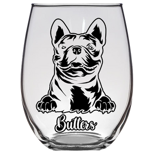Butters French Bulldog Stemless Wine Glass