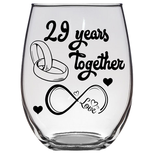LOVE - 29th Wedding Stemless Wine Glass (Laser Etched)