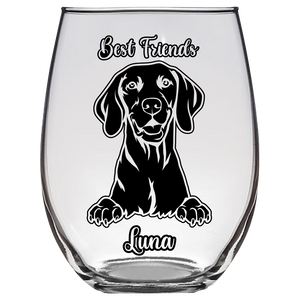 Luna - Vizsla Dog mom Stemless Wine Glass