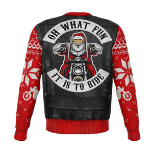 Santa Biker Ride Sweatshirt Funny Ugly Christmas Jacket Sweater