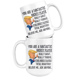 Funny Hockey Player Trump Coffee Mug (15 oz)