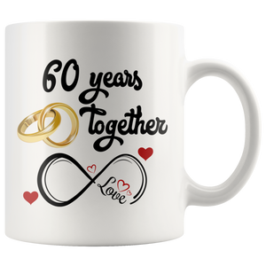 Diamond Anniversary Gift For Him And Her, 60th Anniversary Mug For Husband & Wife, Married For 60 Years, 60 Years Together With Her (11 oz )