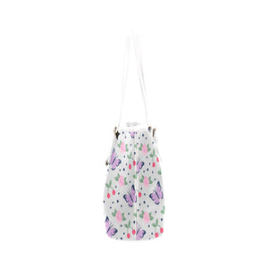 Butterflies With Roses And Cherries Leather Tote Bag - Freedom Look