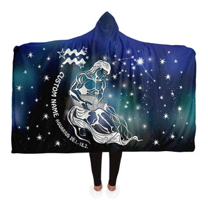 Personalized Aquarius Horoscope Zodiac Star Sign Hooded Blanket