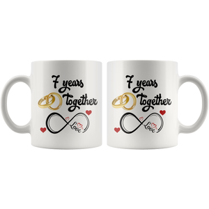 7th Wedding Anniversary Gift For Him And Her, 7th Anniversary Mug For Husband & Wife, Married 7 Years, 7 Years Together, 7 Years With Her (11 oz )