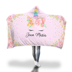 Personalized Unicorn Hooded Blanket - Jean Maria