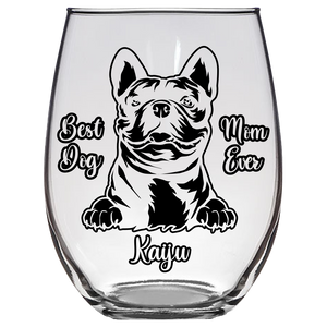 Kaiju - French Bulldog Mom Stemless Wine Glass